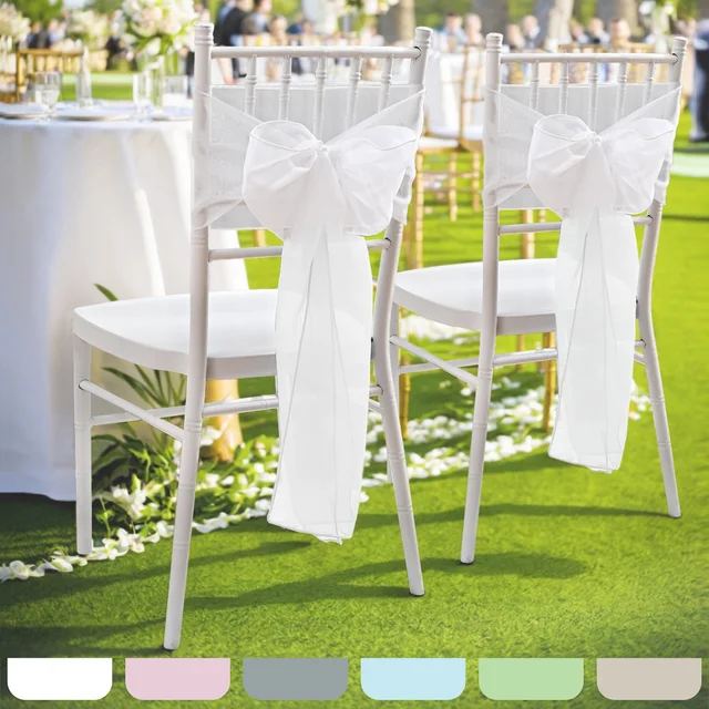 5pcs Satin Chair Sashes Bow Wedding Chair Knot Ribbon Ties For Party Event Hotel Banquet Supplies Home Decorations