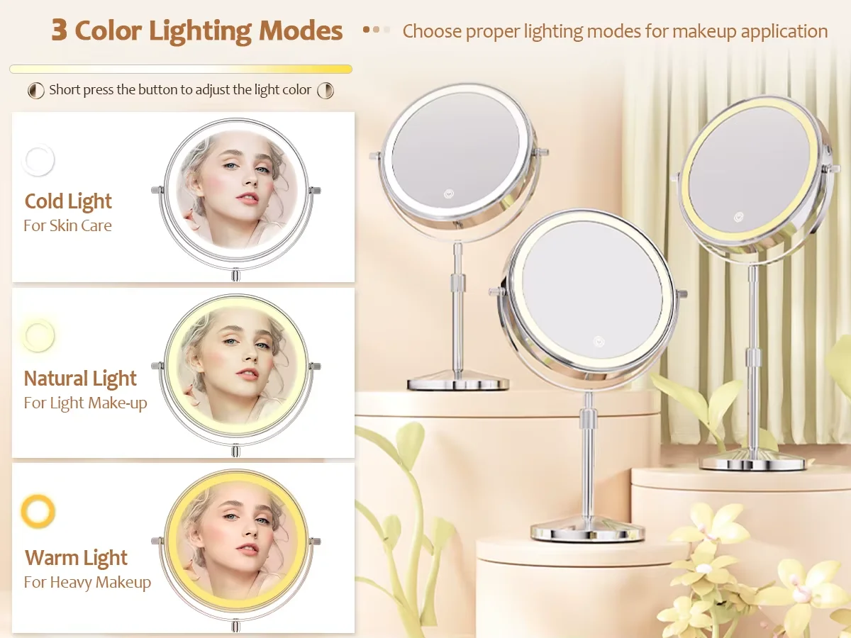 Lighted Makeup Mirror 1x To 10x Magnification Tabletop Vanity - Image 4