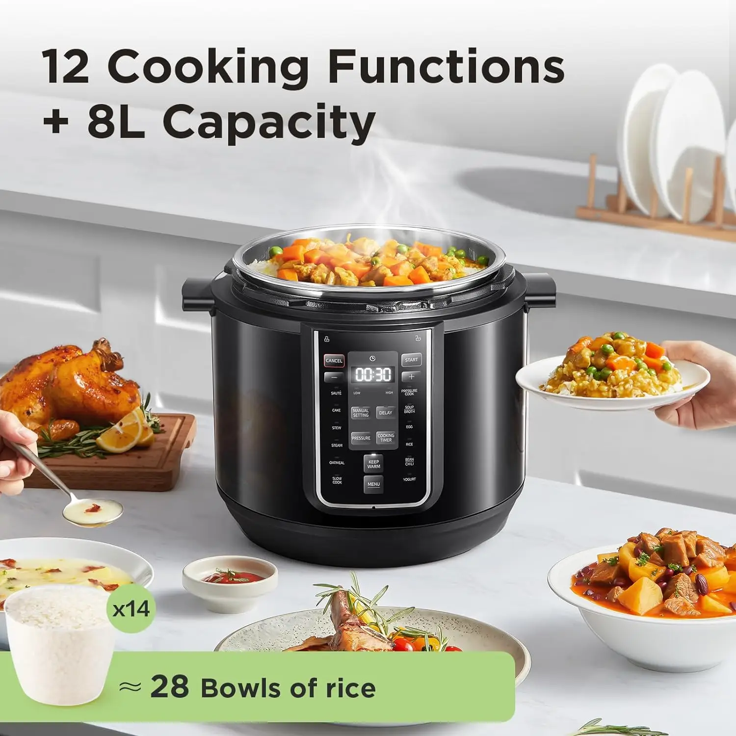 Sous Vide 15 Psi Electric Pressure Cooker Midea 9-in-1 Electric