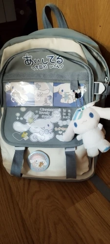 Mochila de juguete de peluche de Anime Sanrioed Cinnamoroll, mochila escolar azul para niños y niñas, mochila escolar Kawaii para estudiantes, regalo grande para ordenador photo review