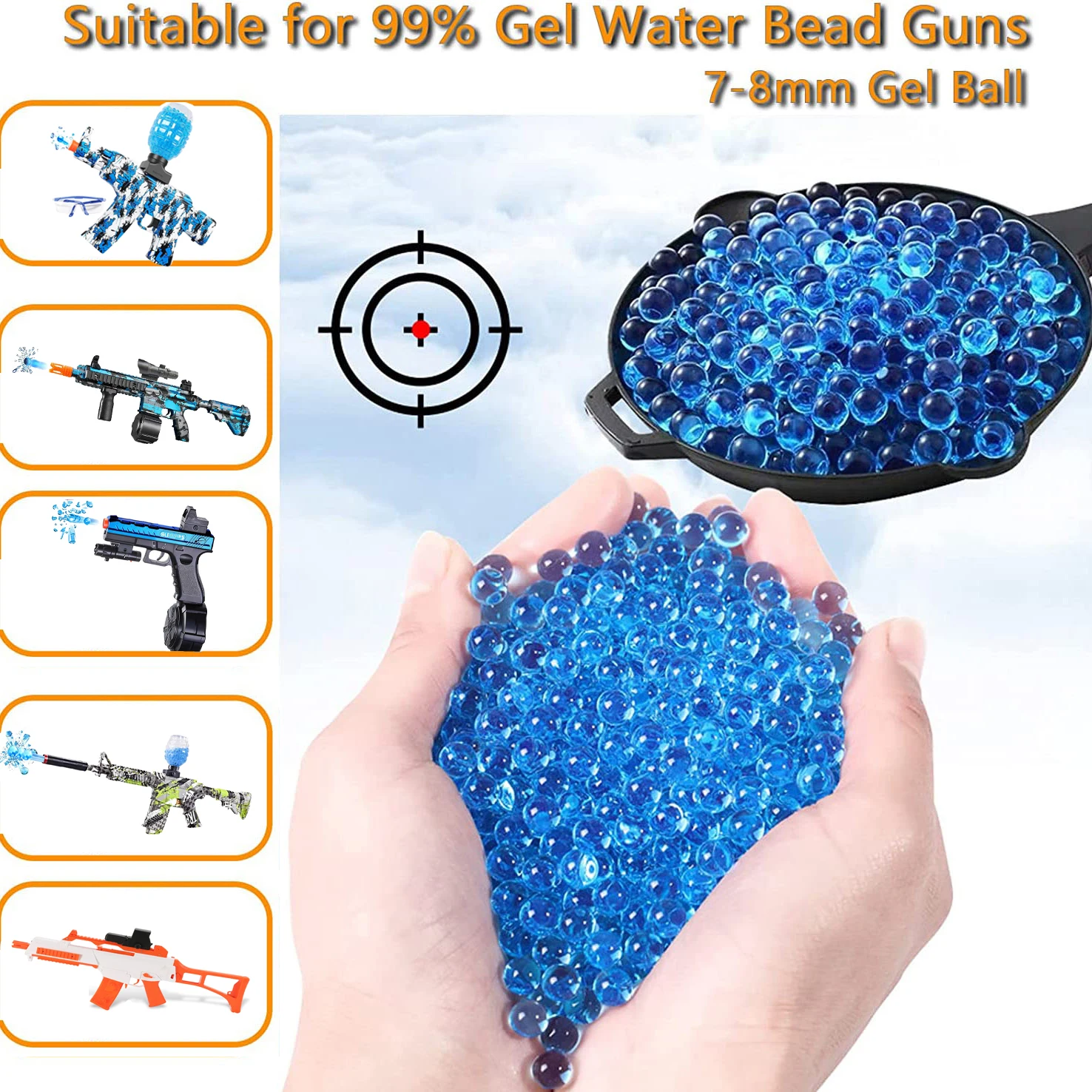 10000PCS Gel Balls Water Beads For Toy Gun Refill Ammo Non Toxic Gel