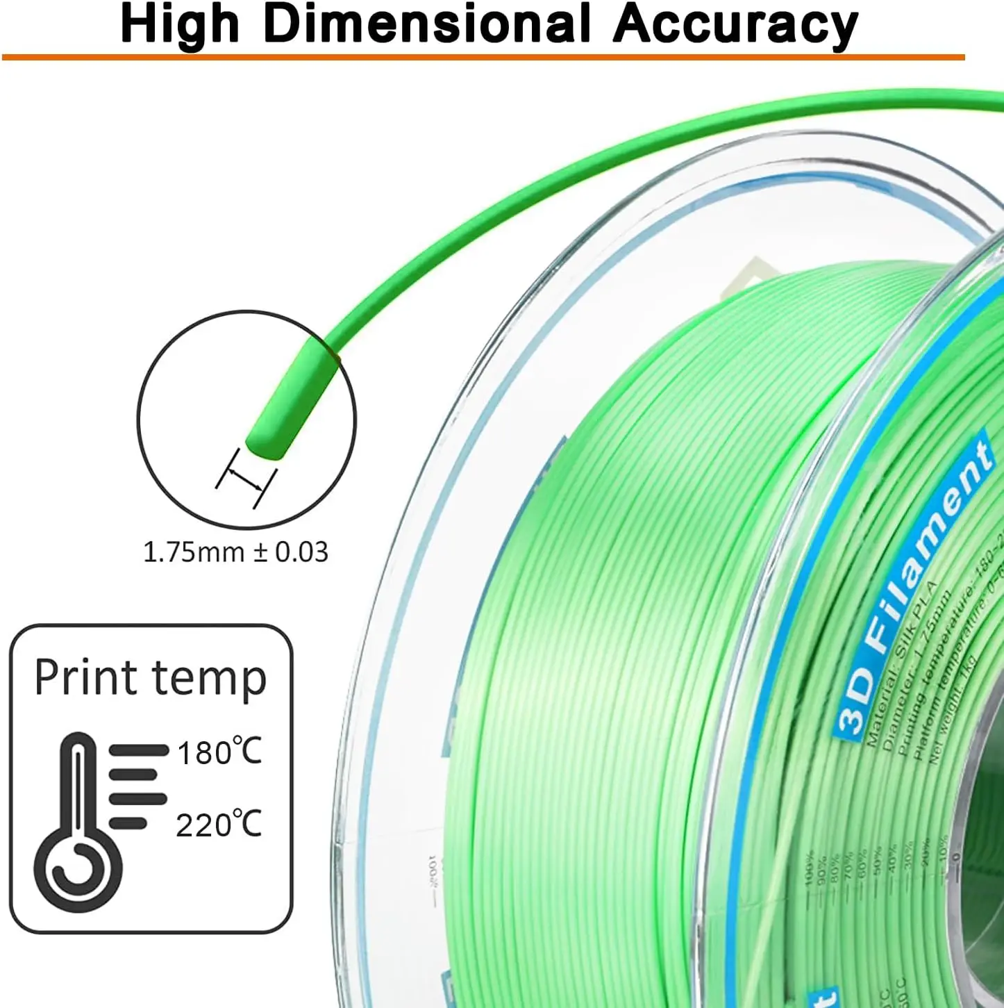 실크 PLA 필라멘트 1.75mm 3D 프린팅 필라멘트 250g 스풀 샤인 실키 샤이니 메탈릭 실크 그린, 화이트, 골드, 실버, 블랙, 레드, 블루