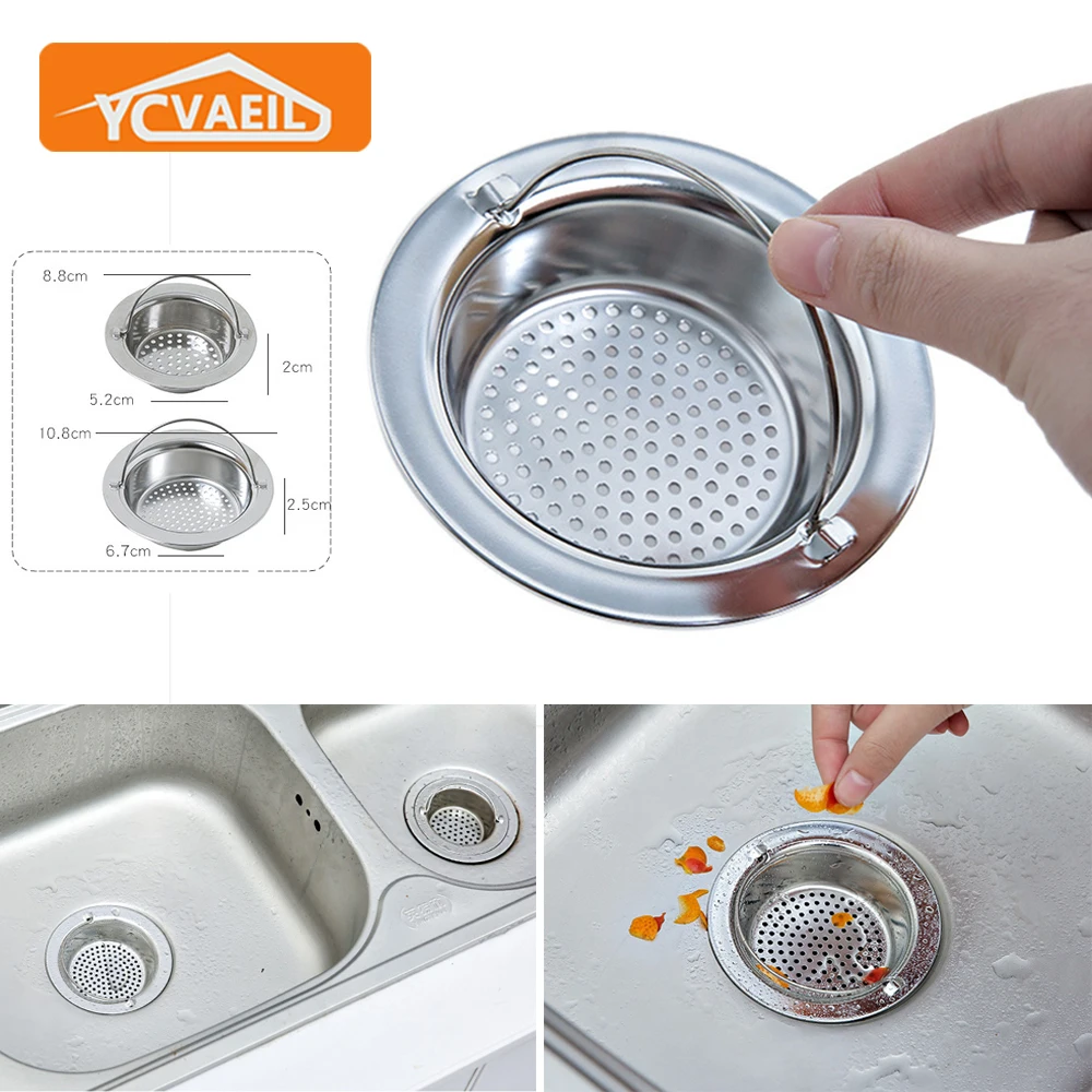 Stainless Steel Sink Filter Screen Kitchen Supplies Filter Sewer Anti-clogging Bathroom Sink Strainer Drain Hole