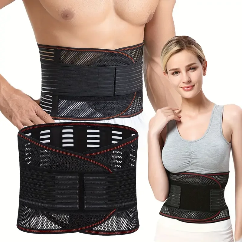 Lumbar Support Belt Compression Waist Support Belt Breathable Mesh Lower Back Brace Adjustable Elastic Pain Relief Spine