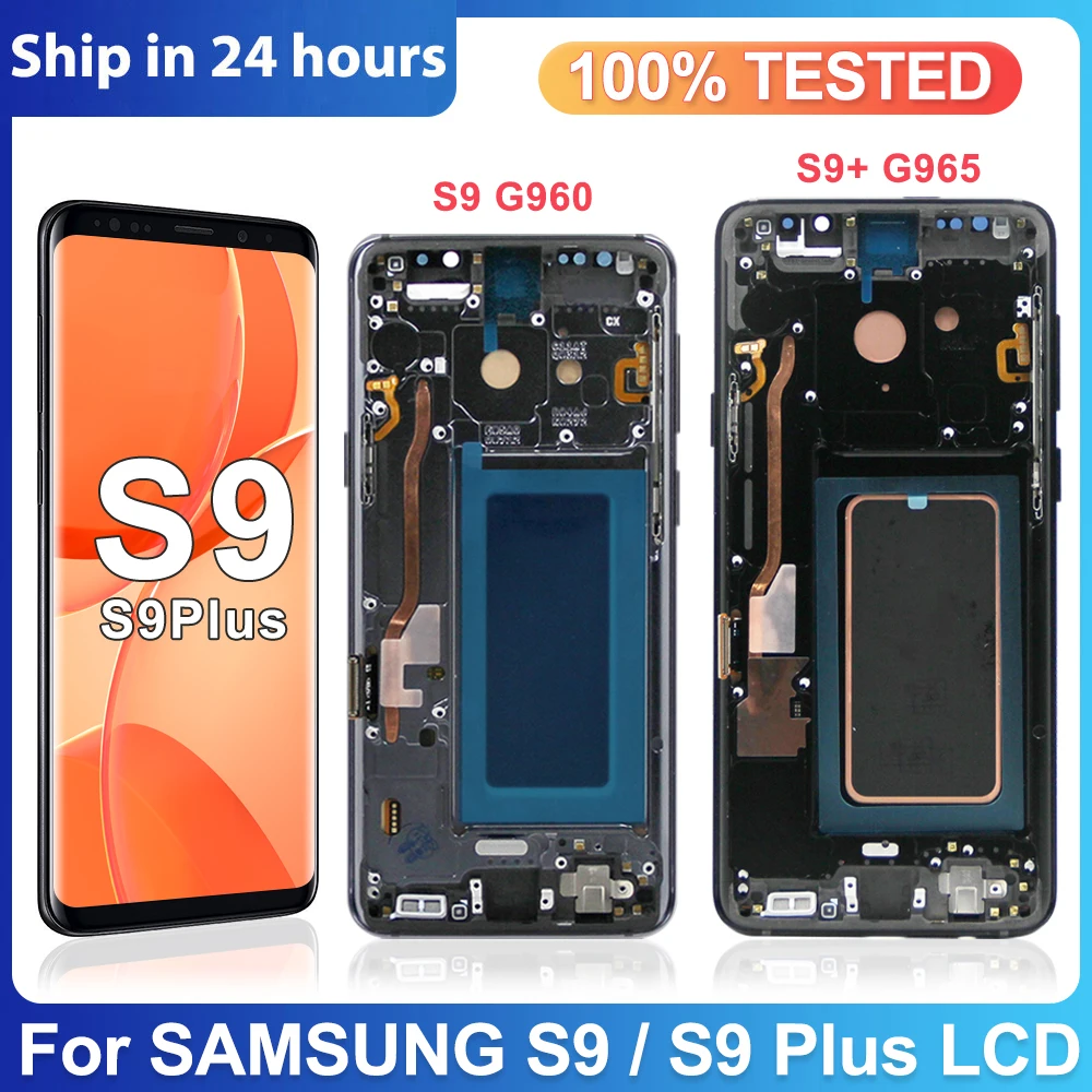 

100% AMOLED ЖК-дисплей для Samsung Galaxy S9 Plus дисплей G965F с рамкой сенсорный экран для Samsung S9 G960F дисплей дигитайзер в сборе
