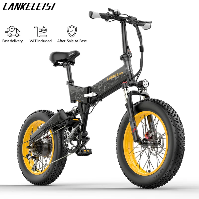 

LANKELEISI X3000PLUS Складной электрический велосипед 1000W4.0 Fat Tire Men's Women's Ebike 48v Bikes City Adult EBicycle Snow Beach