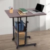 C-Shaped Side Table Adjustable, Height Adjustable C Table with Wheels and Storage Shelves for Couch Bed Recliner Density Board 3