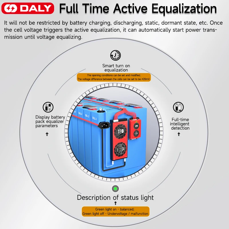 Dalywholesale Smart Bms Balanceador Ativo Lifepo4 16s Equalizador 1a Li-ion Bms Balancer de Bateria 3s 4s 12v 7s 8s 24v 10s 12s 14s 20s - Image 6