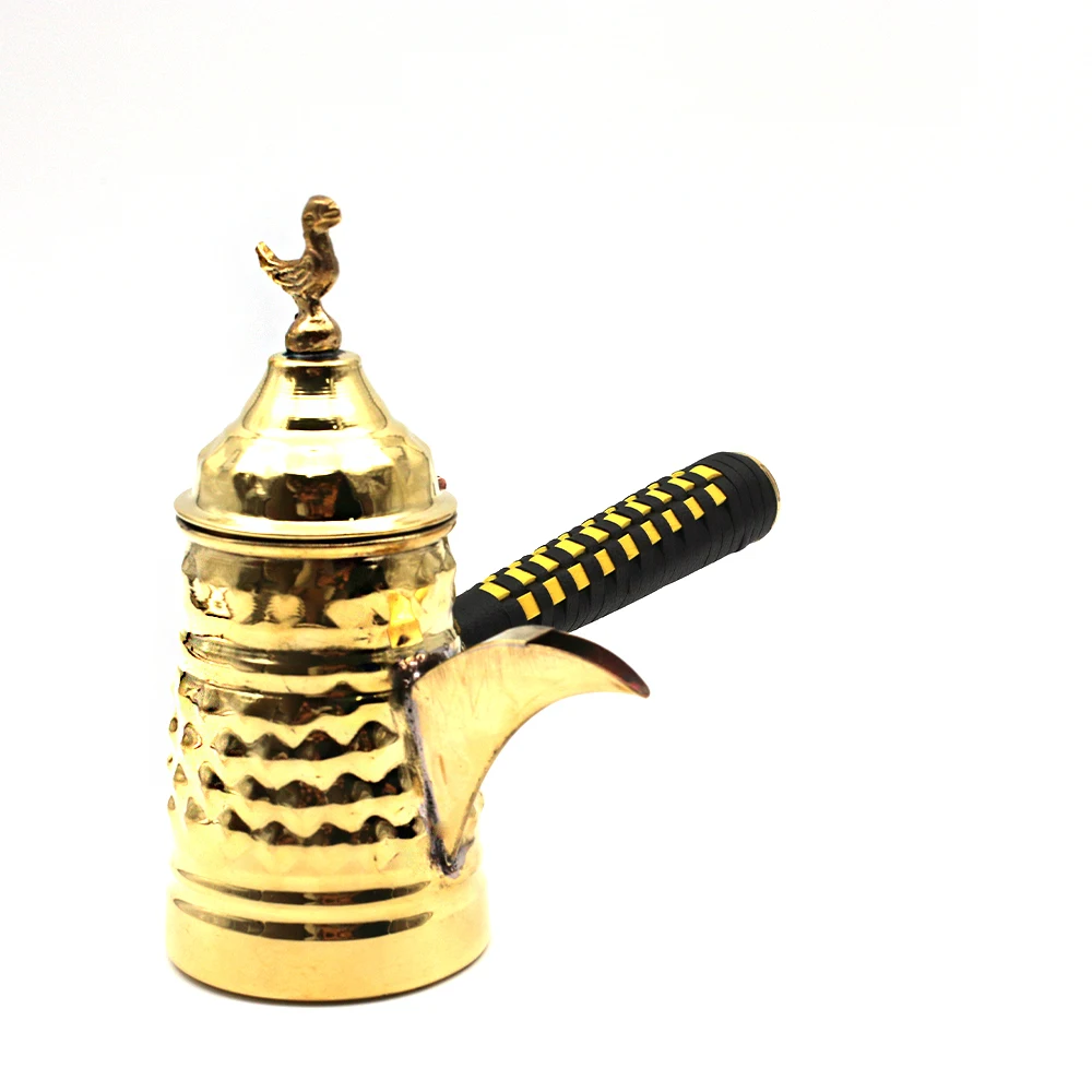 Copper Mirra Coffee Pot Gold Color Diffrent Size Pyramid Design Handcrafted Arabic Greek Coffee Turkish Espresso Leather-Cover