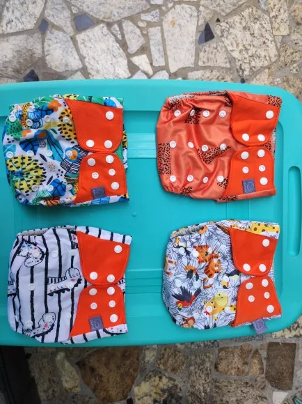 Elinfant ECO-friendly New 4pcs/set Washable coffee Mesh Cloth pocket Diaper Adjustable Reusable fralda ecologica