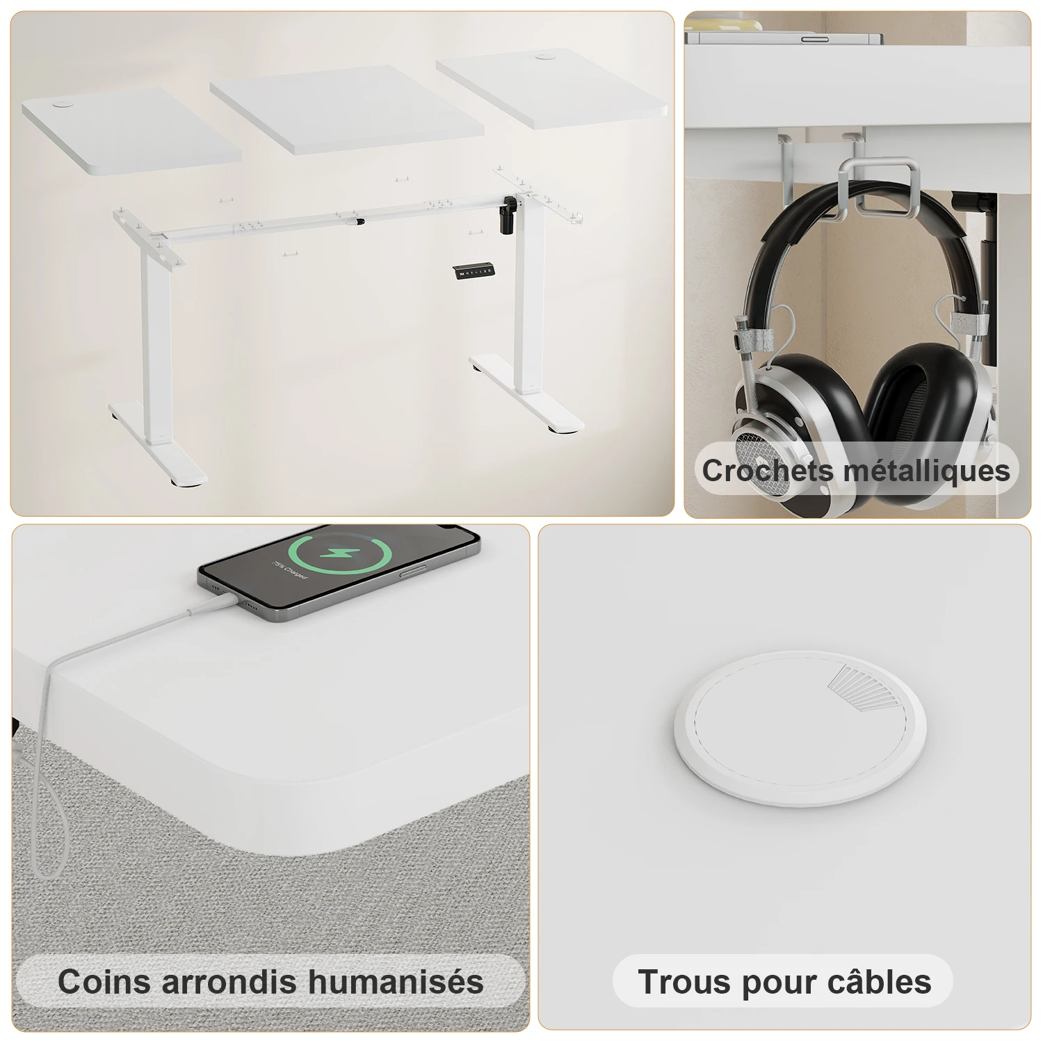 bureau assis debout électrique devoko 140x60 cm, table réglable en hauteur avec chargeur usb Bureau assis-debout électrique Devoko 140x60 cm, table réglable en hauteur avec chargeur USB 4
