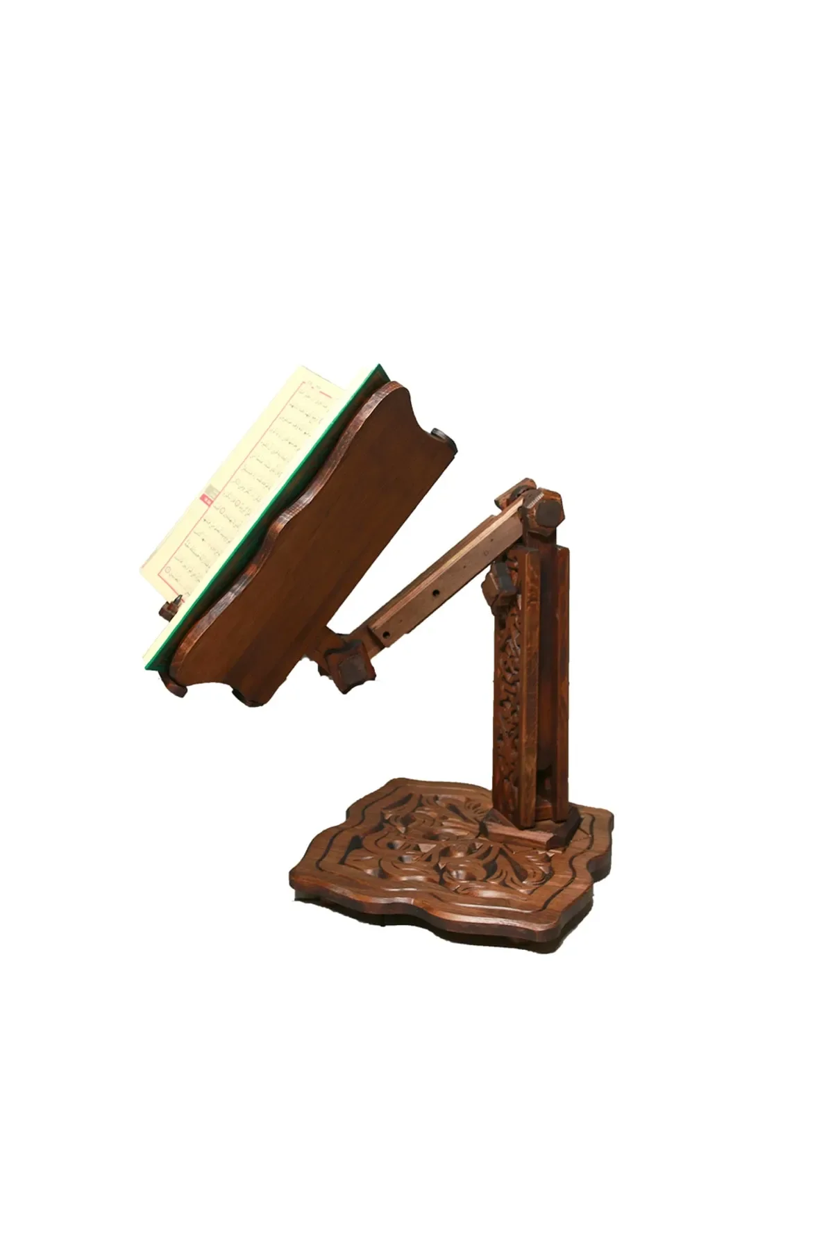Adjustable Carved Wooden Quran Kerim,Bible,Torah Holder Lectern,Wheeled Book Holder,Photo Stand ,Cookbook Stand,Painting Stand