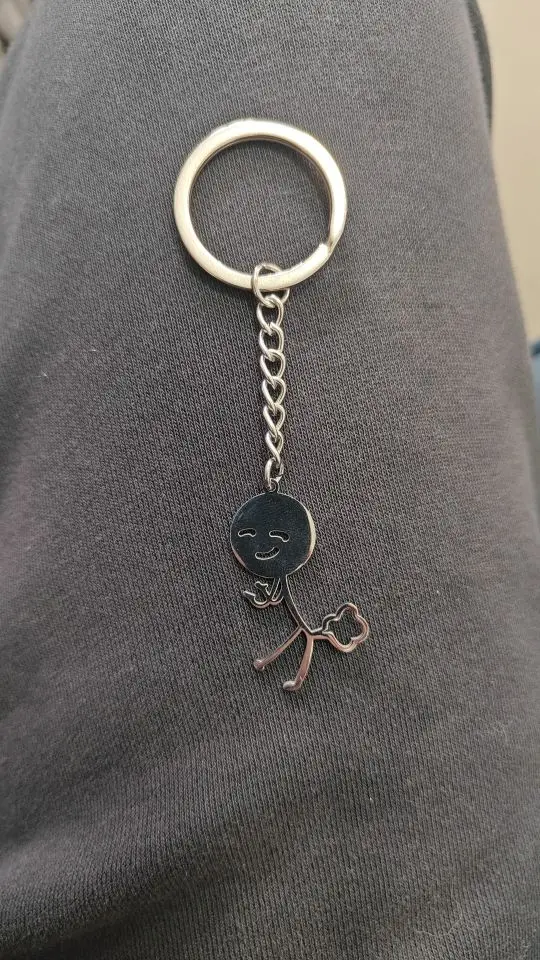 POYAMUSE Stainless Steel Middle Finger Doodle Man Keychain - Edgy Pendant Gift Keyring