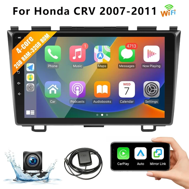 9 Inch Wireless Car Stereo for Honda CRV 2007-2011 2G+32G CarPlay Android Auto Touch Screen Car Radio with Rear Camera GPS WIFI