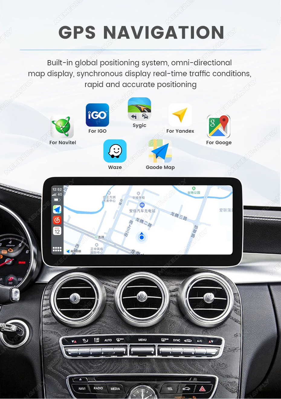 MEKEDE Linux Carplay Bildschirm Android Auto für Mercedes Benz W205 GLC A C V Klasse W447 CLA GLA 2015-2019 als Radio-Multimedia-System – Detail 12