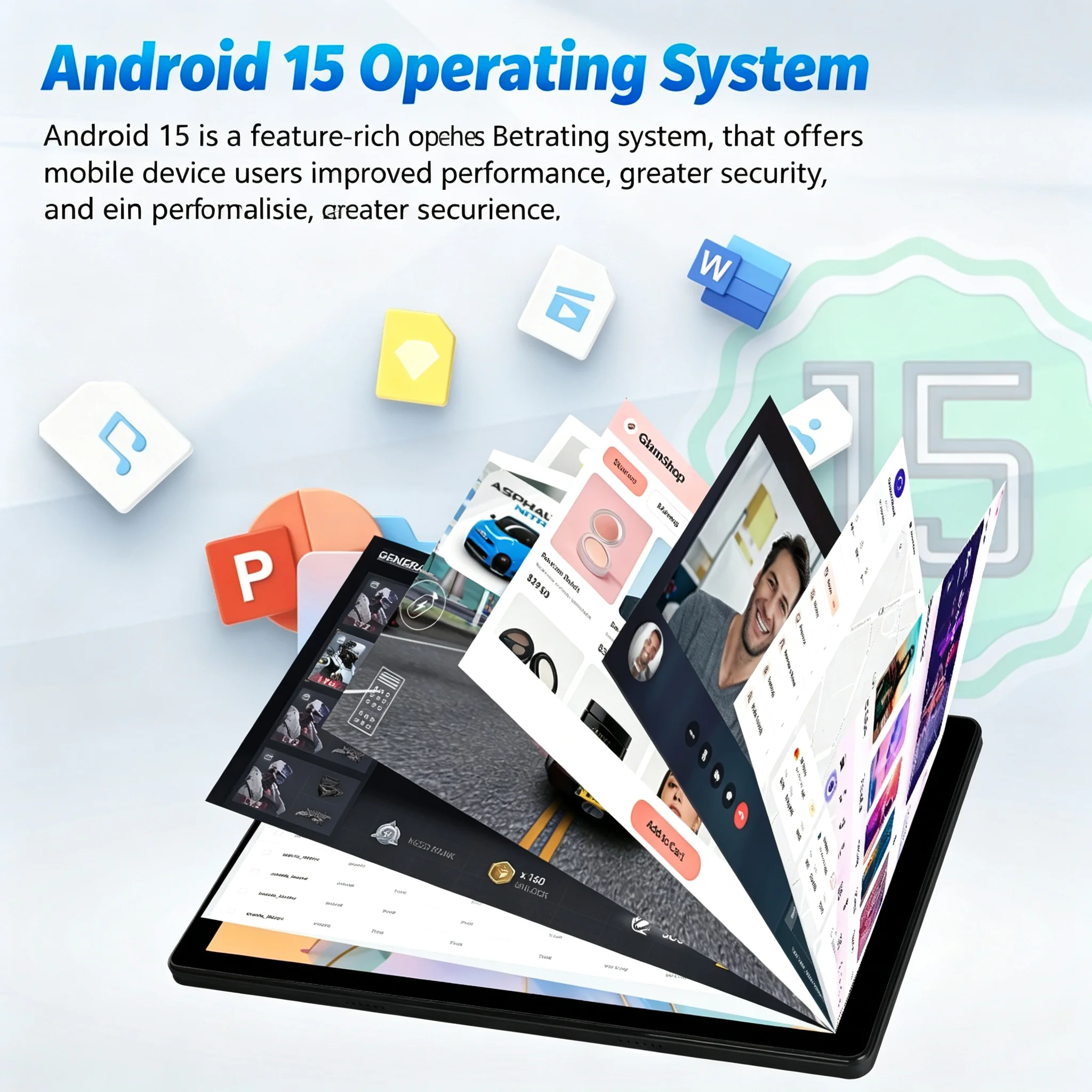 10.1 Inch Tablet Android 15 OS GMS Certified Tablets 2.0 GHz 20GB RAM 64GB ROM 1TB Expand WiFi 6 Bluetooth 5.4 Dual Camera