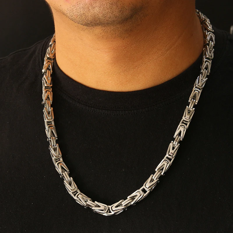 Stainless Steel Byzantine Chains Necklaces For Men Women Gold Silver Color Hip Hop Necklaces Party Jewelry Gift Hot Sale NEW