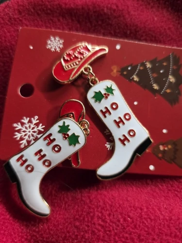 Christmas Cowboy Hat and Boot Dangle Earrings