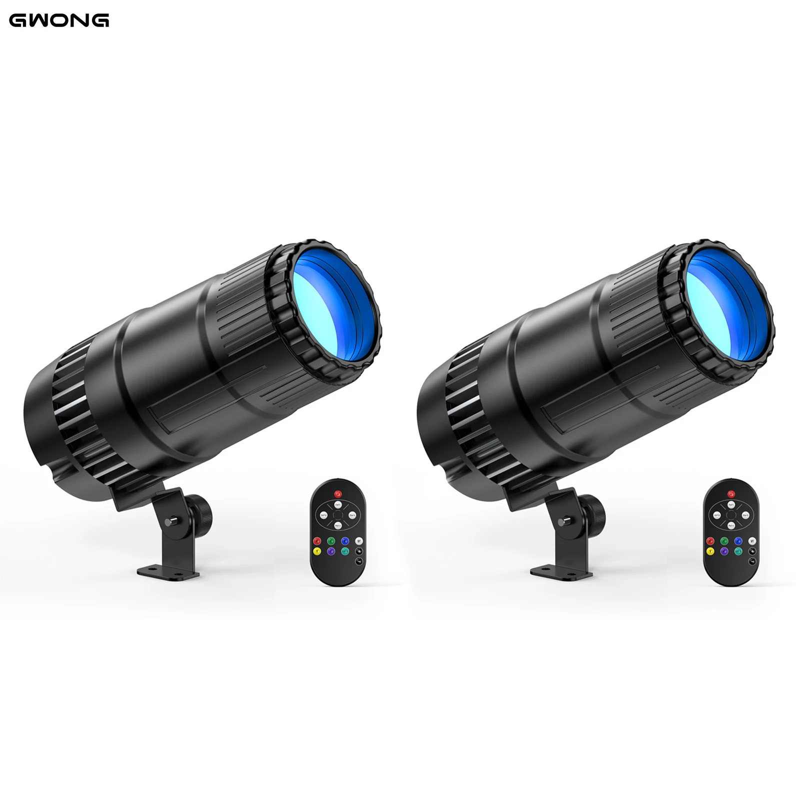 GWONG 2Pcs 20W Pinspot Lights With Remote Control RGBW LED Beam Spotlight Dimmable Disco Stage Lights For Wedding Party Club