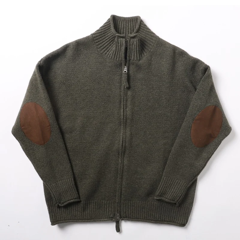 Men's Sweaters Patchwork Patch Cardigan Japanese Stand Collar Zipper Men's Coats Knitwear Winter Wool Soft Comfortable Cardigan