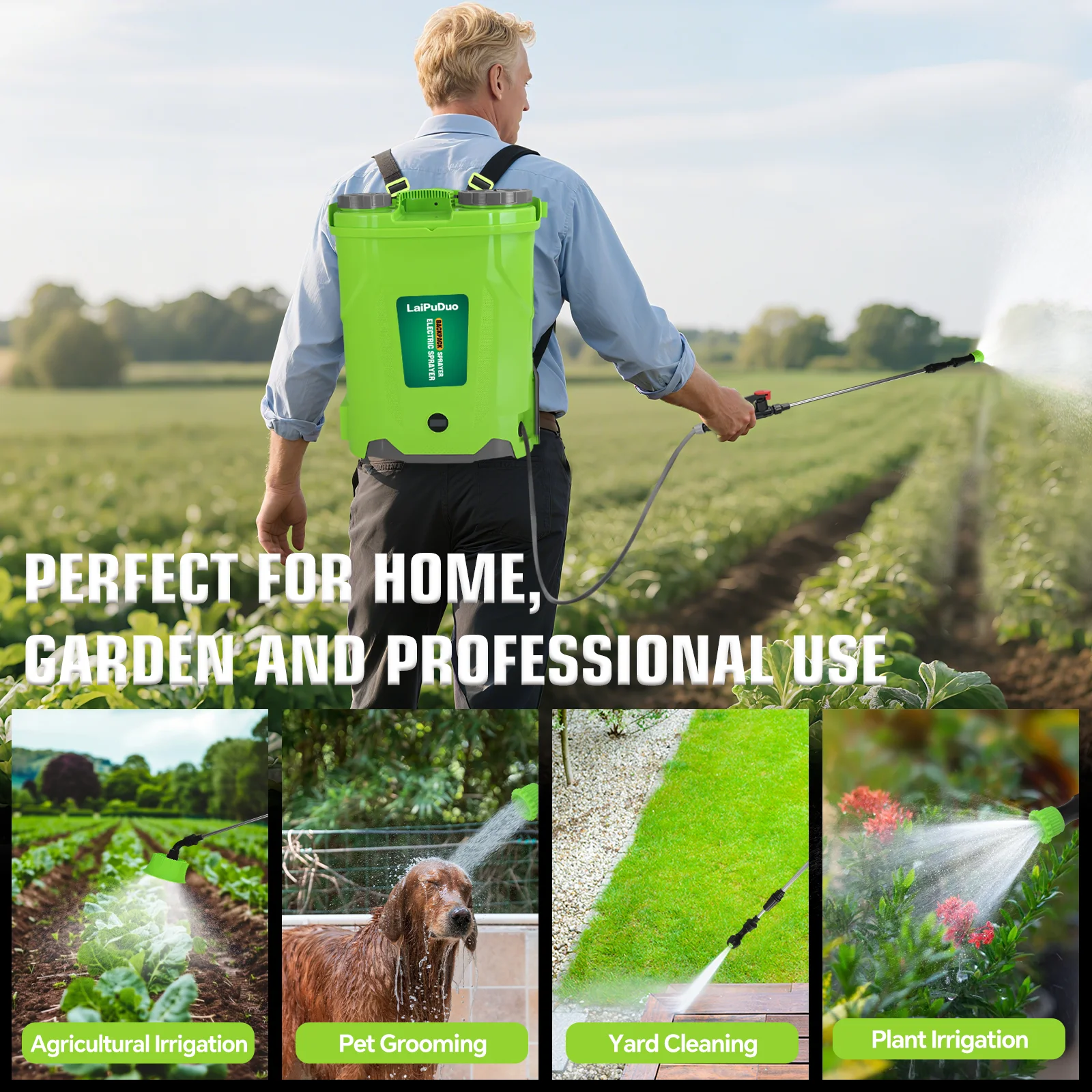 20L Battery Powered Backpack Sprayer 100PSI Electric Graden Sprayer Weed Yard Sp