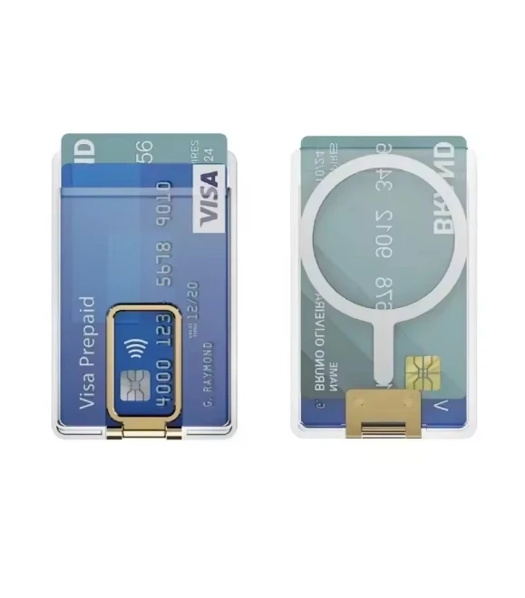 Magnetic Clear Card Holder Wallet with Kickstand and Strong Magnet Slot