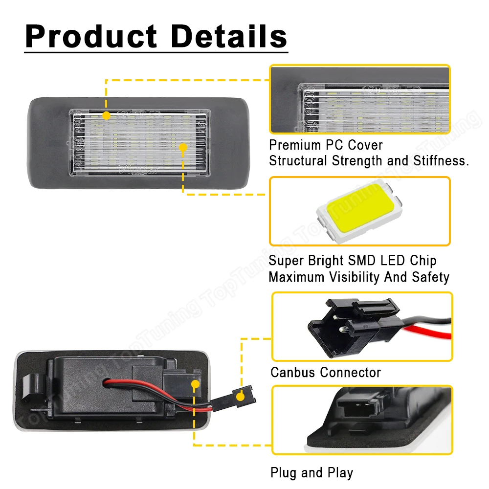 For Cadillac EScalade ESV ATS LED Number License Plate Light Lamp For Opel Astra J Sports Tourer Estate Zafira Tourer C