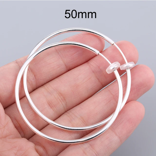 1 Pair Gold Silver Punk Hoop Earrings For Couple Fake Hoops Ear Clip Earrings Without Holes Ear Cuffs For Non Pierced Ears Silver 50mm