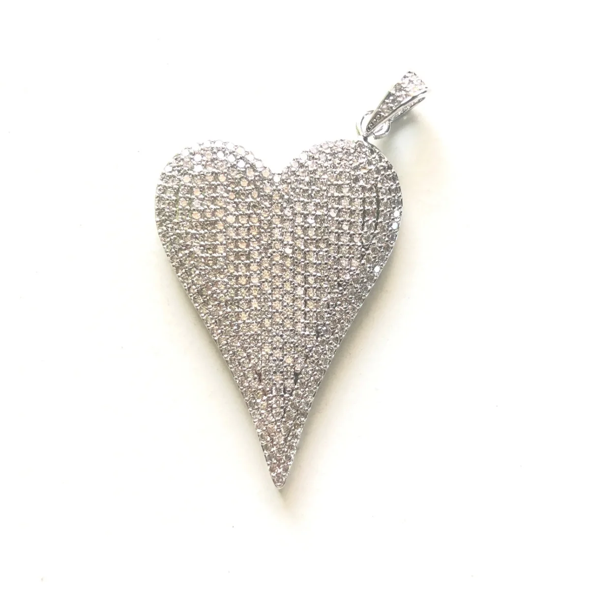 5pcs Big Size Heart Pendant for Woman Jewelry Making Cubic Zirconia Pave Large Charm for Girl Bracelet Necklace Bangle Accessory