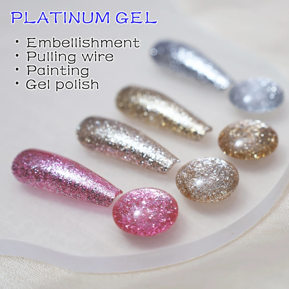 FZANEST Platinum Gel 15ml Nail Gel Colors Nail Art Paint metallic gel for Nails 4 Colors High Density Flash Nail Polishes 2024 4