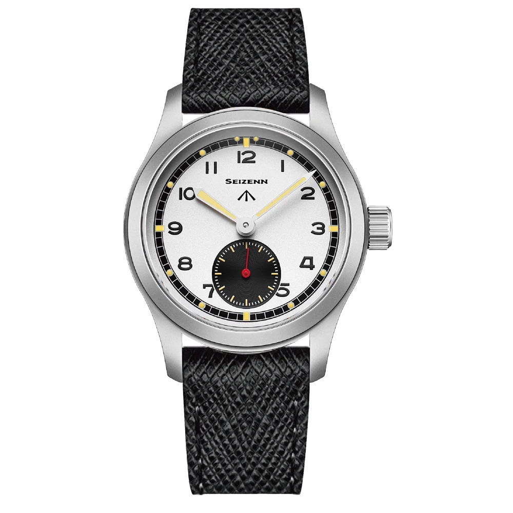 New Field Watch Classic Retro Arrow Pilot Watch Mens Meccanico Manuale Mano Vento Luminoso Zaffiro Cristallo Merkur Sandblast Case