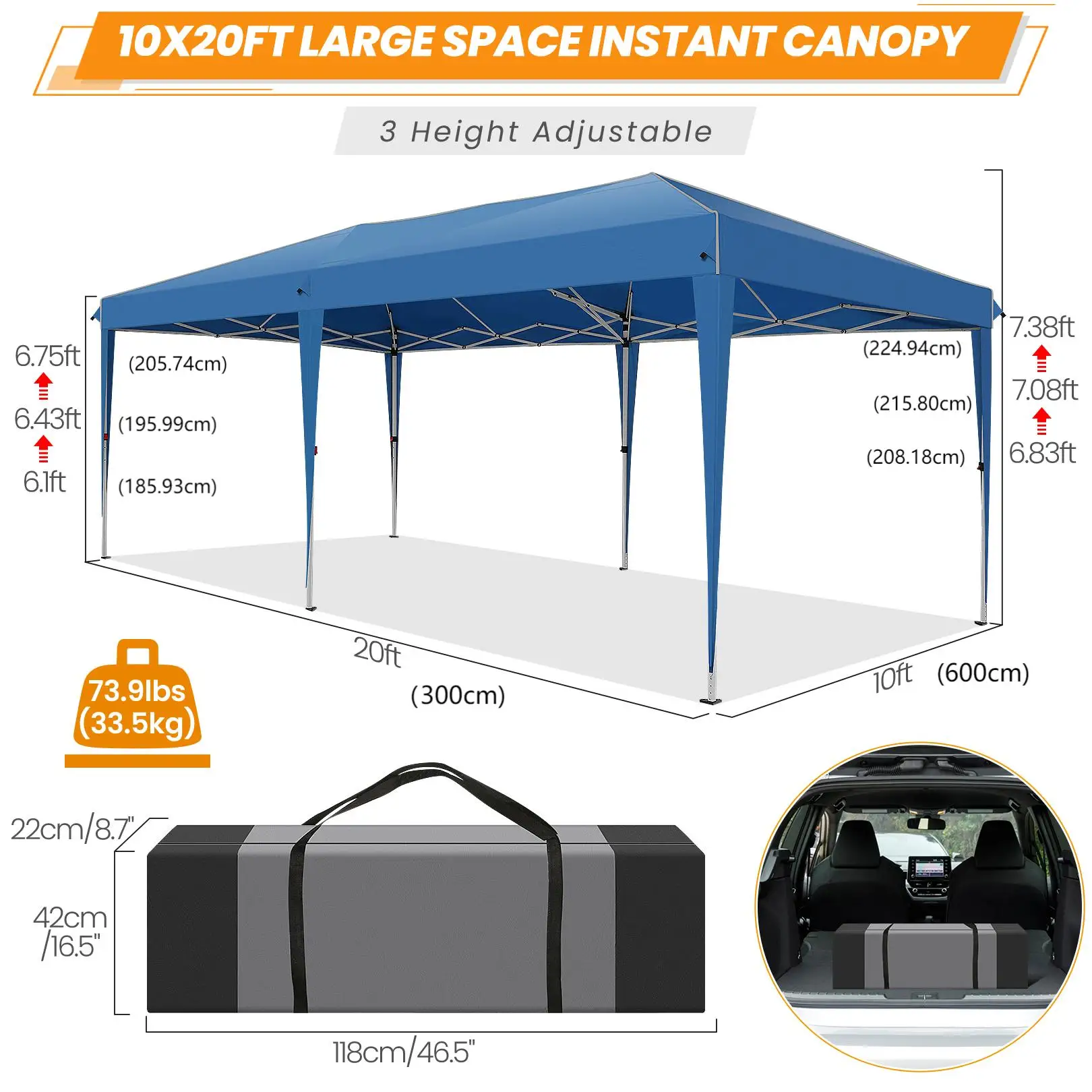 3x6m Folding Gazebo Party Tent With 6 Sidewall Pop Up Garden Canopy Awning UV 50+ Height Adjustable For Beach Wedding Camping