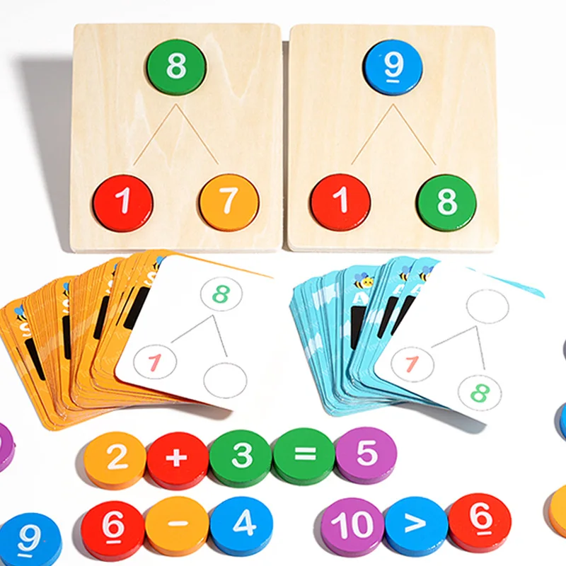 Kids Math Early Education Teaching Aids Wooden Digital Decomposition Arithmetic Montessori Toy Number Cognition Counting Toys - 2