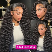 Perruques Lace Front 13x6 en cheveux humains, densité 250, ondulation Loose Deep Wave, 38 40 pouces, ondulation Water Wave bouclée, HD, Perruque Lace Frontal 13x4, brésilienne noire 5