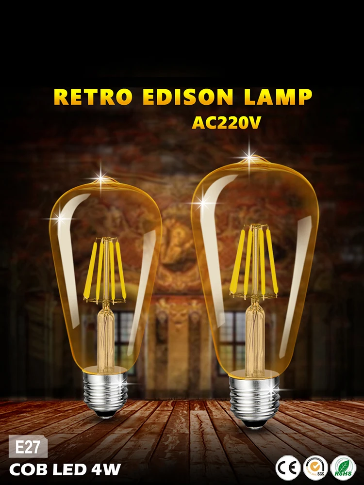 Edison Vintage LED filament lichtbron Carbon - Amber - G180 Global