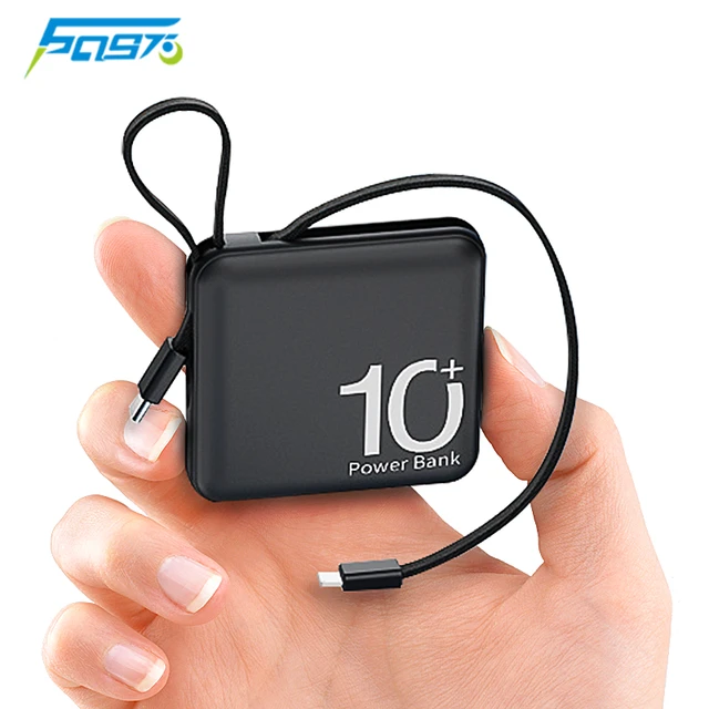 Slim Petit Batterie Externe Chargeur Portable Avec Câble Intégré Pour  Téléphone