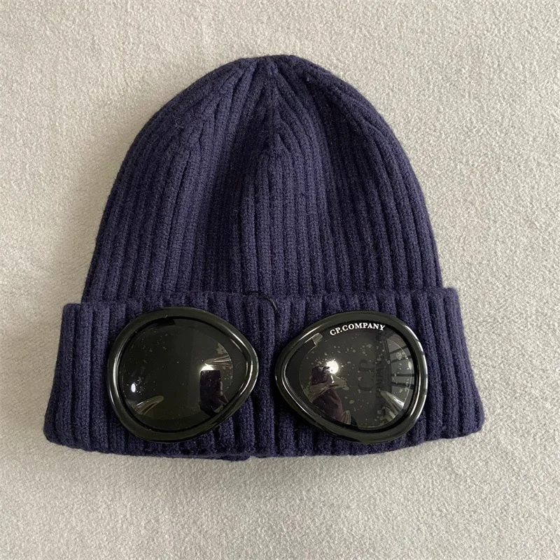 2022 Winter Fashion Brand Glasses Hat Men Women Ribbed Knit Lens Beanie