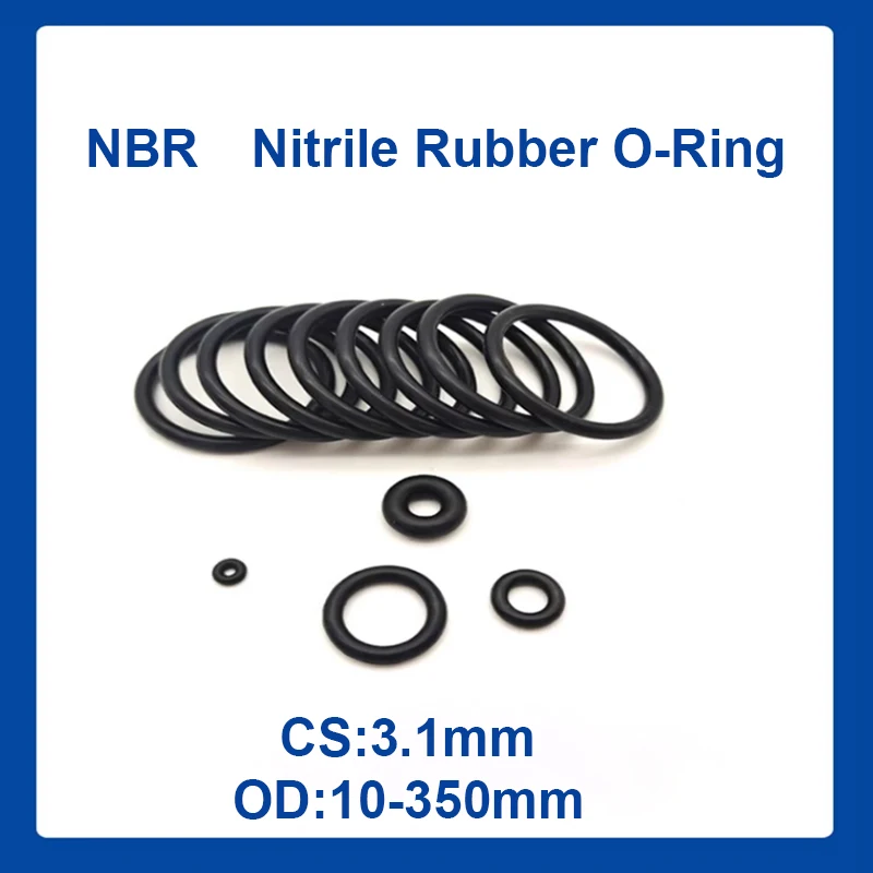 

CS 3.1mm NBR O Ring Seal Gasket Black Round Nitrile Butadiene Rubber Spacer OD 10 11 12 13 14-350mm Ring Sealing Washer