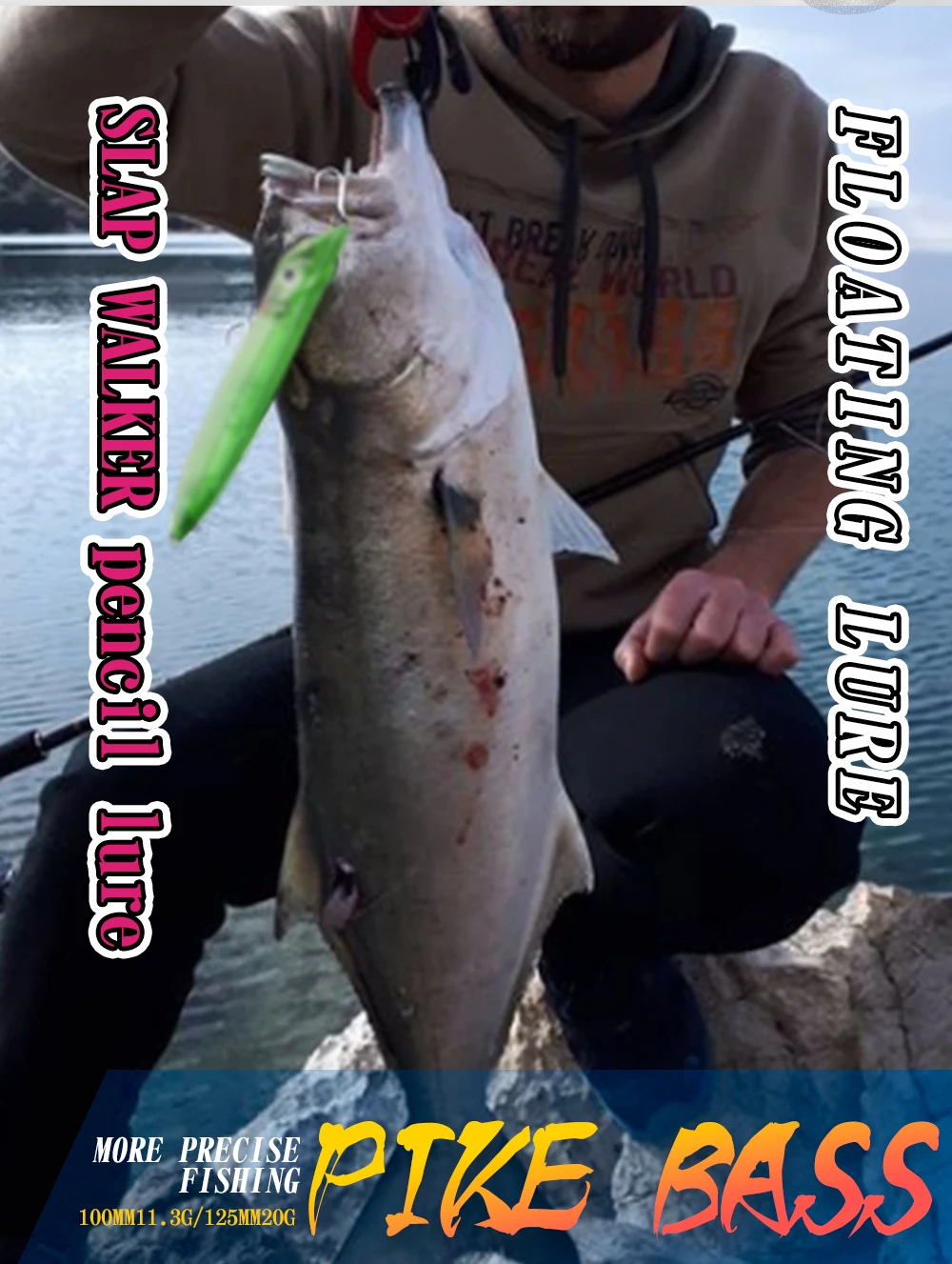 Hunthouse SLAP WALKER Pencil Fishing Lure Schwimmender Oberflächenköder 110mm 125mm Harter Köder Popper Topwater WTD Salzwasser Bass Fisch LW545 – Detail 6