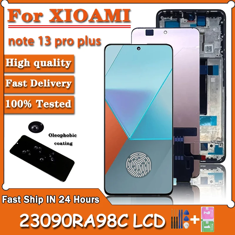 

6.67“AMOLED For Xiaomi Redmi Note 13 Pro+ Plus LCD 23090RA98C Display With Fingerprint Touch Panel Screen Digitizer Assembly