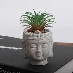 Zen - Inspired Buddha Head Planter Sculpture for Elegant Home and Office Decor (Style D)