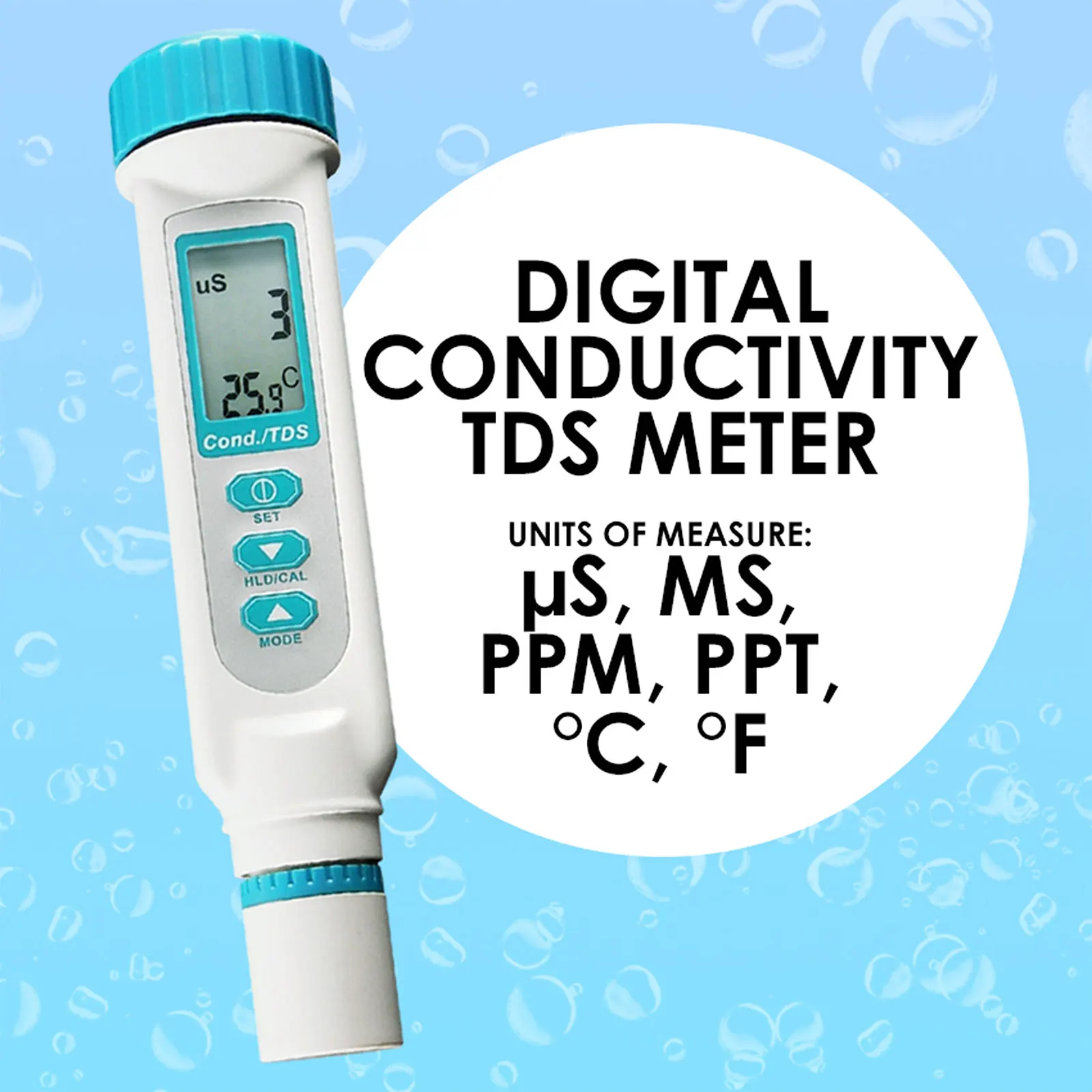 

3-in-1 Conductivity TDS Meter, ppm ppt uS mS °C/°F Pentype Water Quality Tester with ATC for Pools, Spas and etc. - 836-1