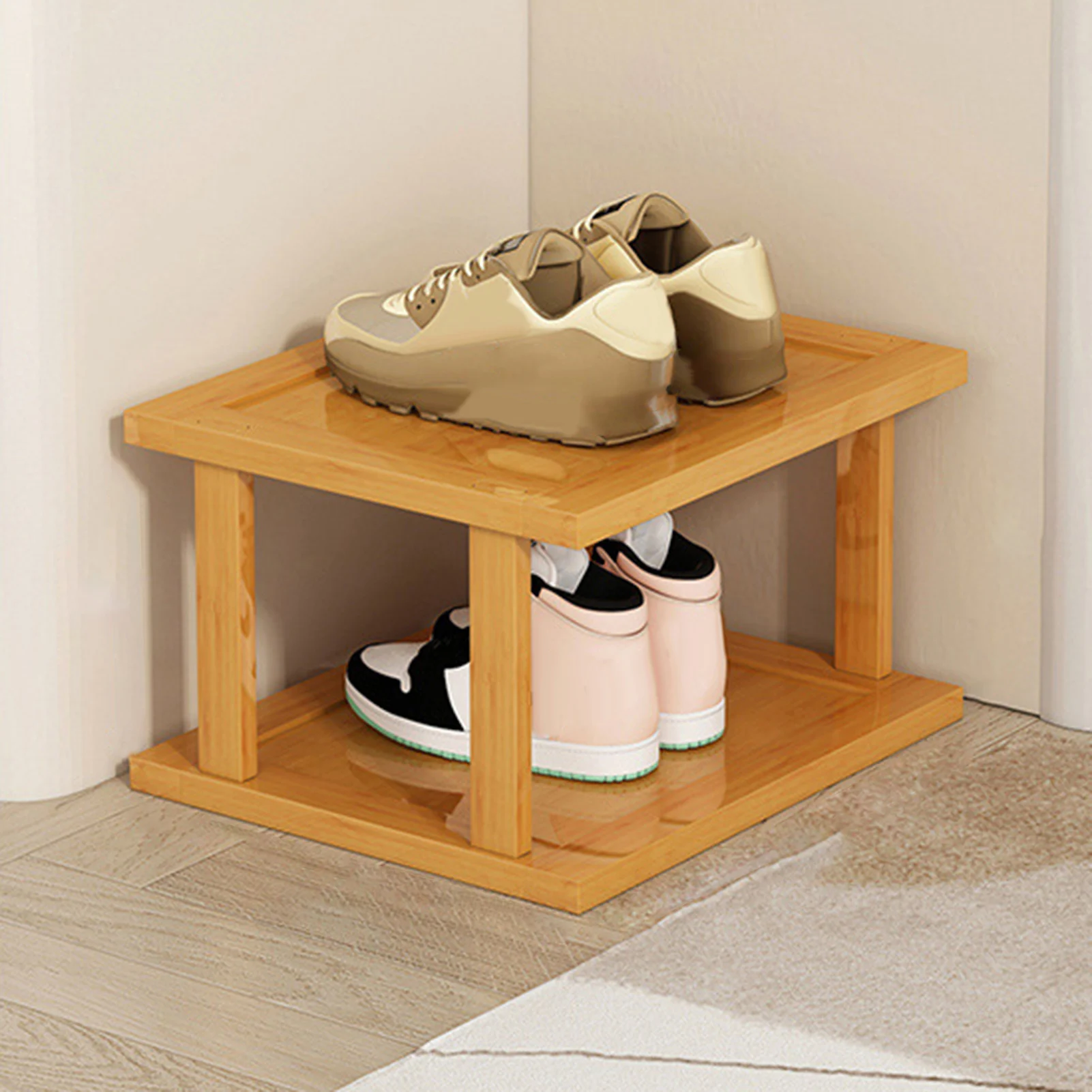1 Set Six Layers Shoes Organizer Stable Structure Waterproof Shoe Rack Bamboo Great Load Bearing Entryway Shoes Storage Shelf 2