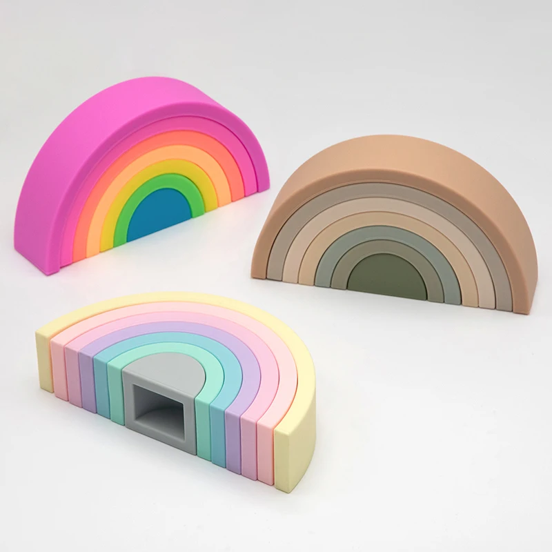 Rainbow Baby Silicone Building Blocks Educational Toys