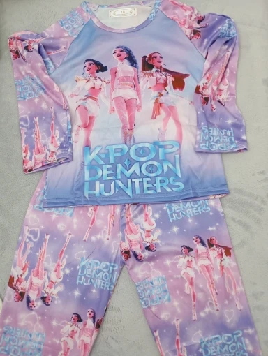 2 unid/set conjunto de pijamas para niño niña niños de 3 a 4 5 6 7 8 9 10 11 12 años de manga larga Kpop Demon Hunters Pijama ropa para niños photo review