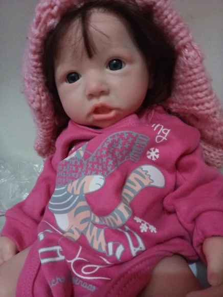 16 Inch Full Silicone girl Body Implanted Hair Open Eyes Reborn Baby Doll without Clothes. photo review