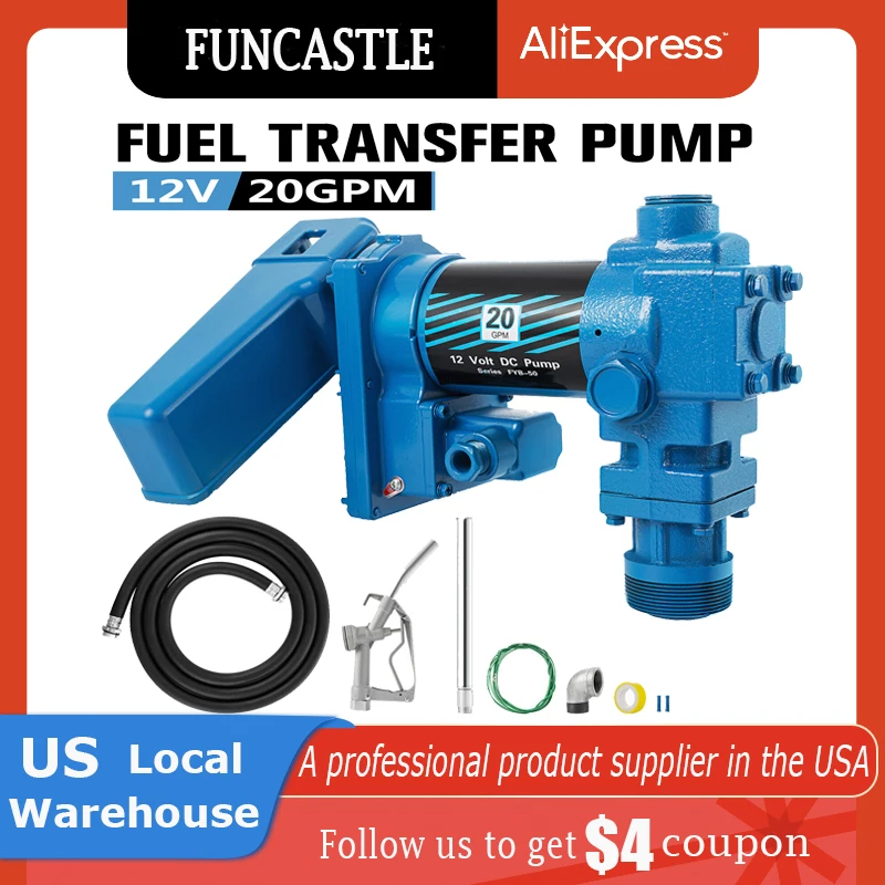 

Portable Fuel Transfer Pump 12 V 20 GPM 2600RPM Commercial Electric Fuel Extraction Pump for Diesel Gas Gasoline Kerosene Blue