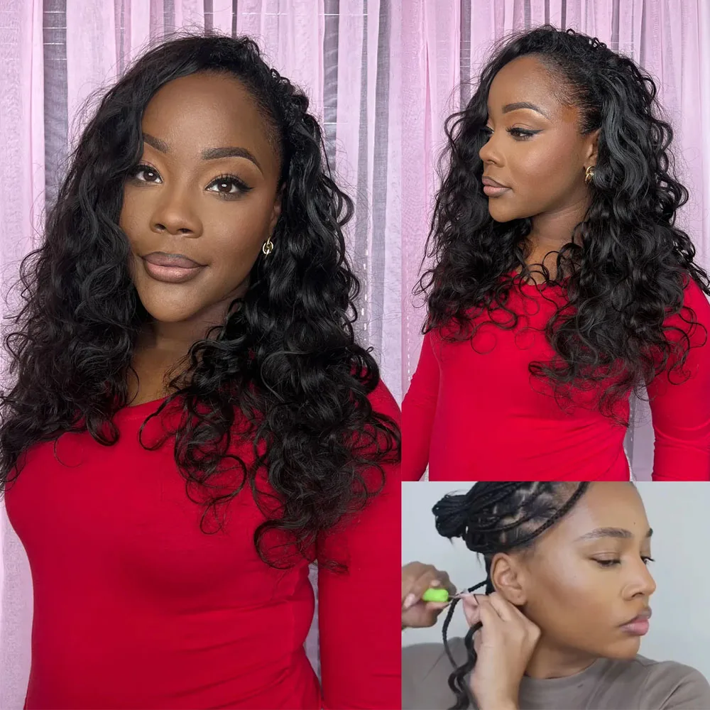 Miracle Knots Crochet Human Hair Extensions for Braiding Feathered Human Crochet Hair Body Wave Boho Braids 100% Raw human hair 3