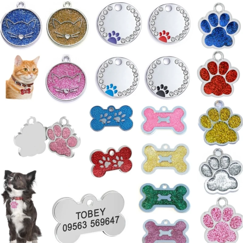 Personalized Pet Address Tags Custom ID Tag For Dogs Cats Engraved