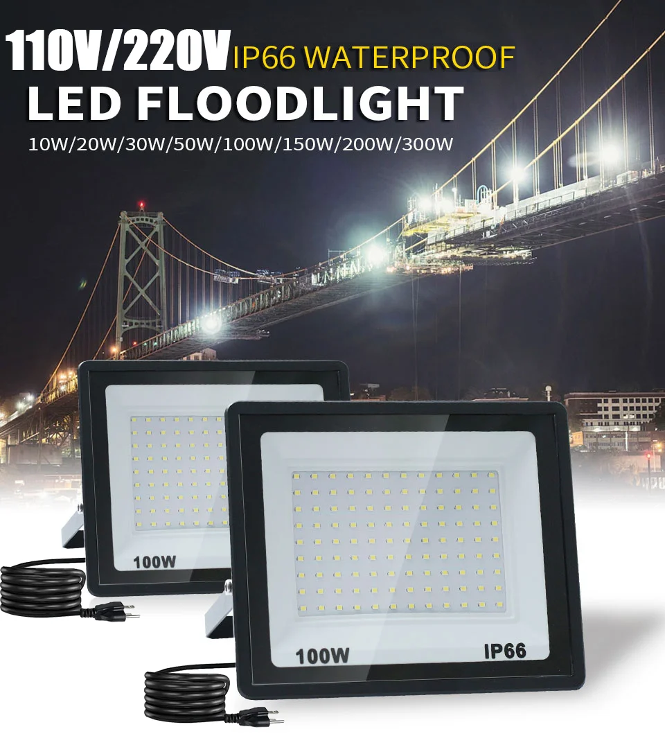Description Picture 2 of itemLED Flood Light 10W 20W 30W 50W 100W 150W 200W AC110 Reflector Outdoor Spotlight Street Light Led Exterior Wall Lamp For Garden